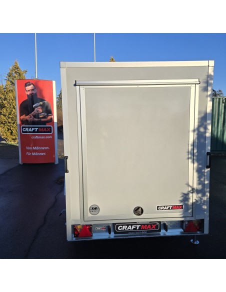 CRAFTMAX-Campinganhaenger-750kg-gebremst-Anhaenger-3.00x1.50x1.80m-mit-Klappe-nach-oben-2-Fenster-Tuer-100kmh-8