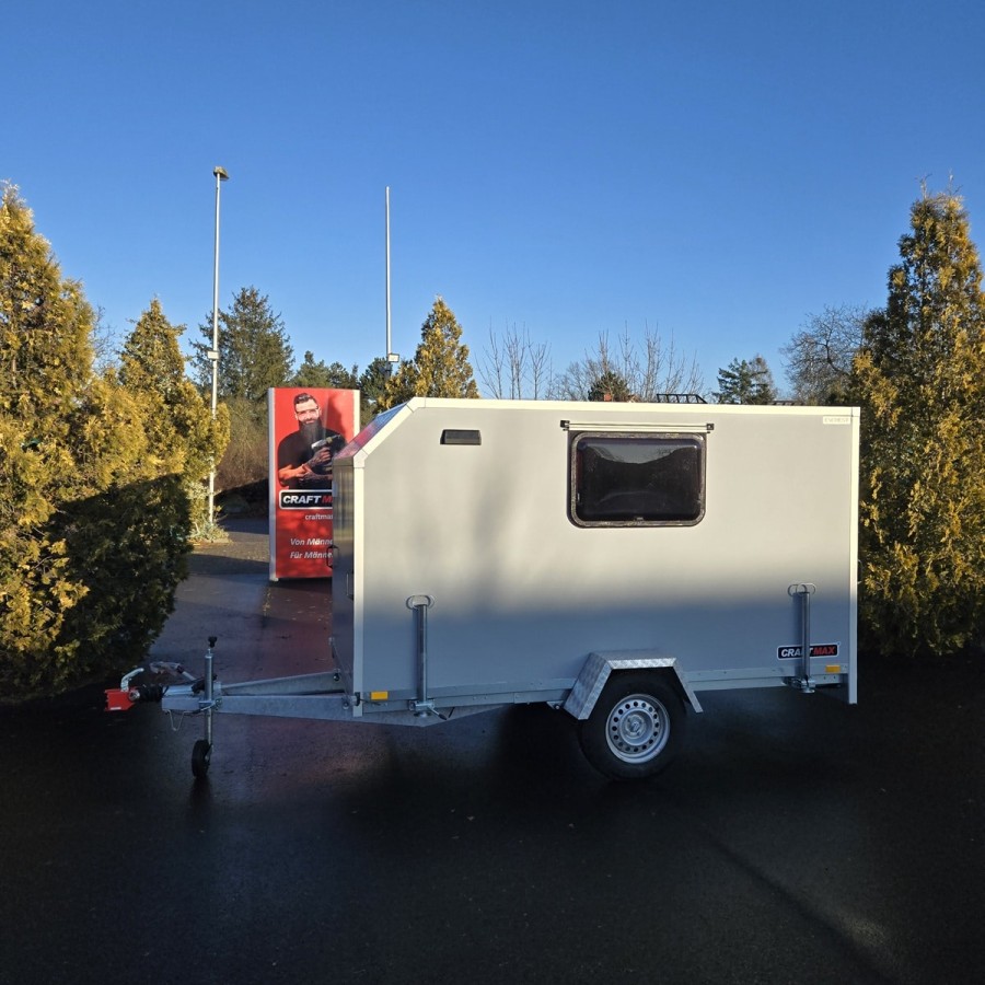 CRAFTMAX-Campinganhaenger-750kg-gebremst-Anhaenger-3.00x1.50x1.80m-mit-Klappe-nach-oben-2-Fenster-Tuer-100kmh-5