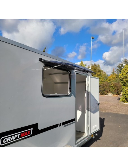 CRAFTMAX-OffRoad-Camping-Anhaenger-1300kg-Einachs-3.00x1.50x1.80m-mit-Klappe-nach-oben-Fenster-Tuer-100kmh-16