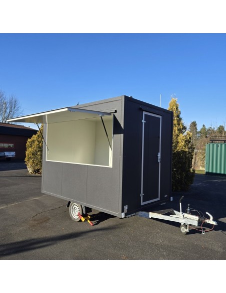 Verkaufsanhaenger-Foodtrailer-1350-3.00x2.00x2.20m-Thermo-Sandwichpanele-mit-grosser-Verkaufsklappe-Stuetzen-gebremst-2