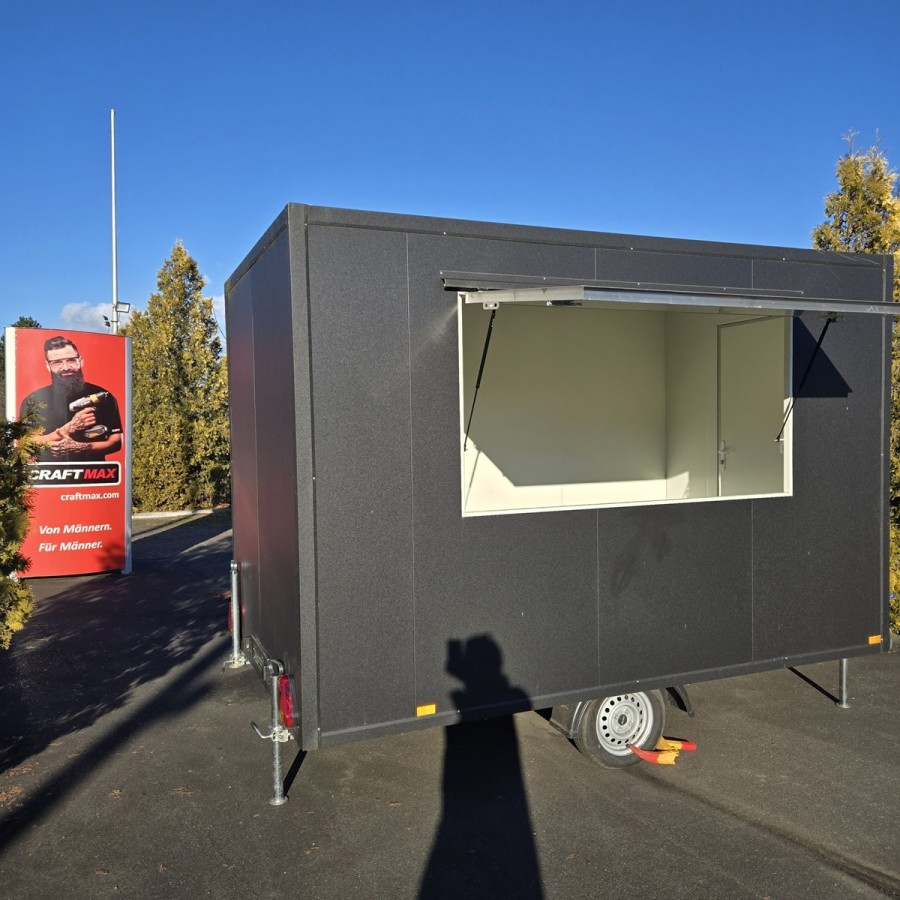 Verkaufsanhaenger-750kg-ungebremst-3.50x2.00x2.20m-Thermo-Sandwichpanele-Deichsel-abnehmbar-1