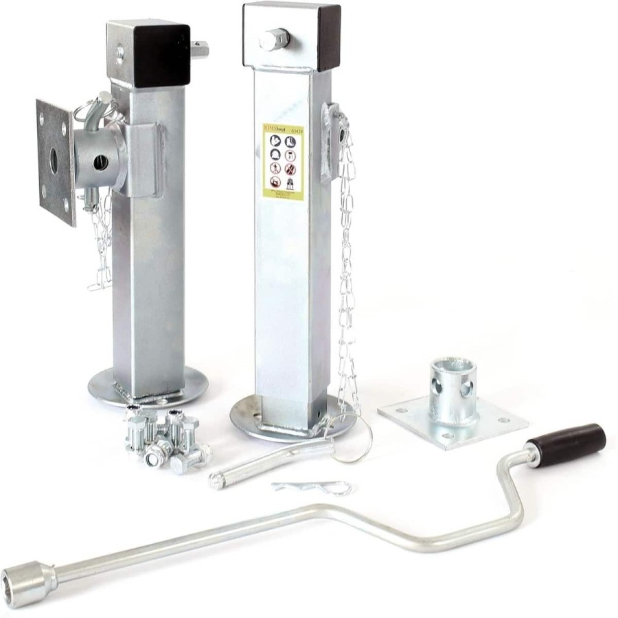 CRAFTMAX-Teleskopkurbelstuetzen-Stuetzen-Set-klappbar-fuer-Kipper-Kofferanhaenger-Hochlader-140x140x415mm-Stuetzlast-1350kg-1