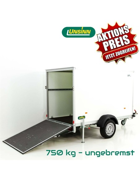 UNSINN®-UKU-251415-7-13-Kofferanhaenger-mit-Rampe-750kg-ungebremst-Unique-Sandwichpanele-2.55×1.42x1.53m-100kmh-1