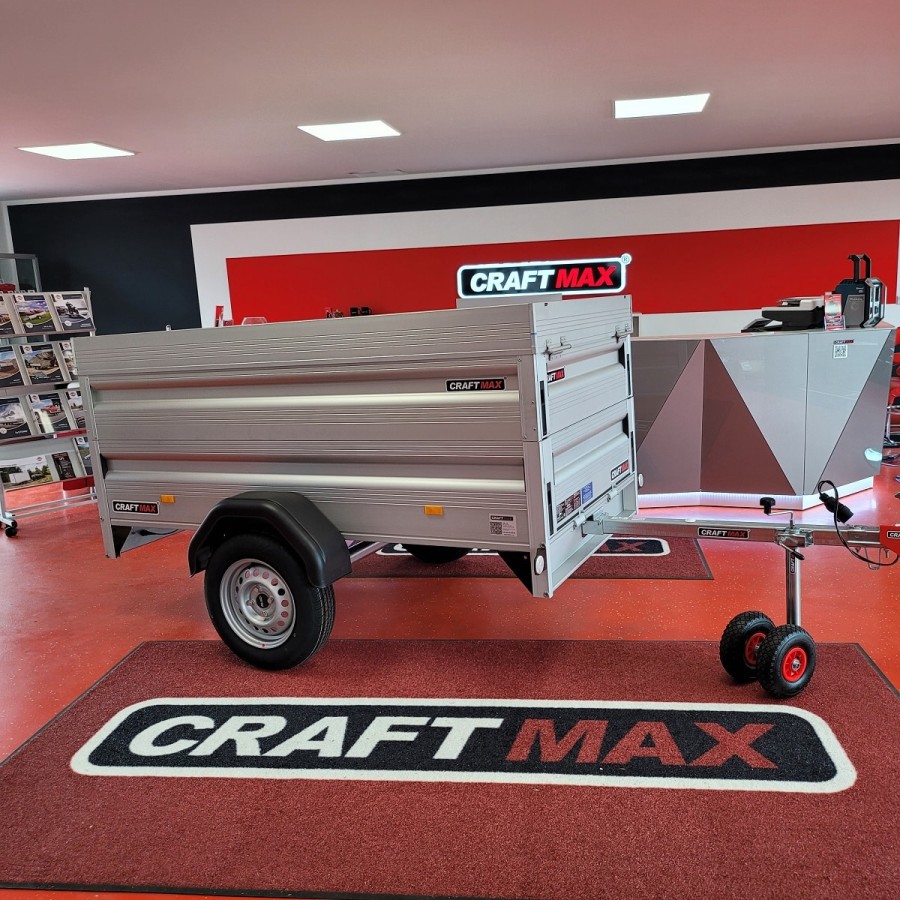 CRAFTMAX-CLEVER-Kastenanhaenger-750Kg-ungebremst-75er-ALU-Bordwaende-Heckklappe-Frontklappe-ALU-Deckel-1