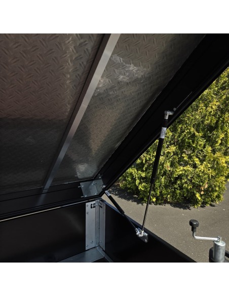 CLASSIC®-1350-blackEdition-ALU-Pritsche-Hochlader-2.30×1.50×0.45m-belastbarer-ALU-Deckel-mit-Fahrradtraeger-ALU-Felgen-100-kmh-1