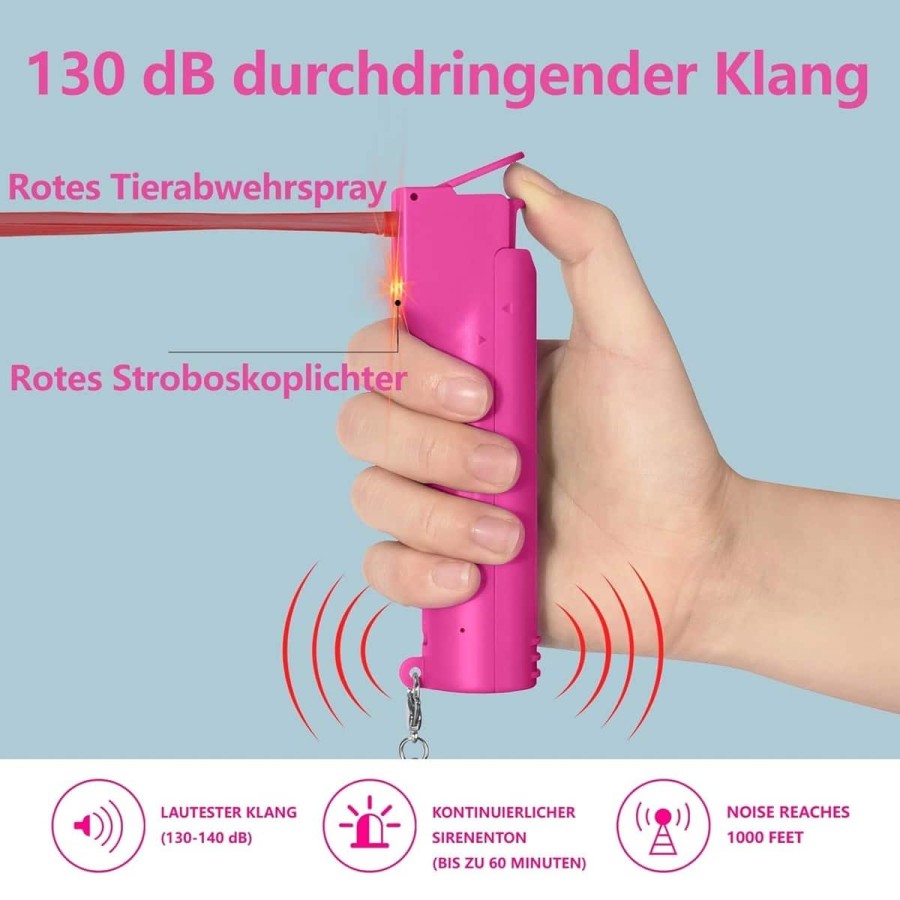 Pfefferspray-Schluesselanhaenger-130-dB-Self-Defense-Sirene-rote-Stroboskoplichter-3