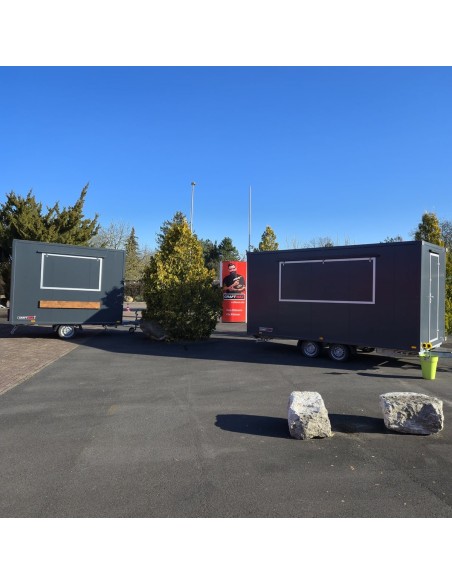 Verkaufsanhaenger-Tandem-2700-Edelstahl-Gastro-voll-ausgestattet-4.20x2.20x2.30m-Thermo-Sandwichpanele-E-Paket-2