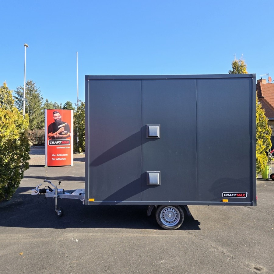 Verkaufsanhaenger-1350-komplett-ausgestattet-Einbaumoebel-Waschtisch-Abzug-E-Anschluss-Thermo-Sandwich-2.95x1-4
