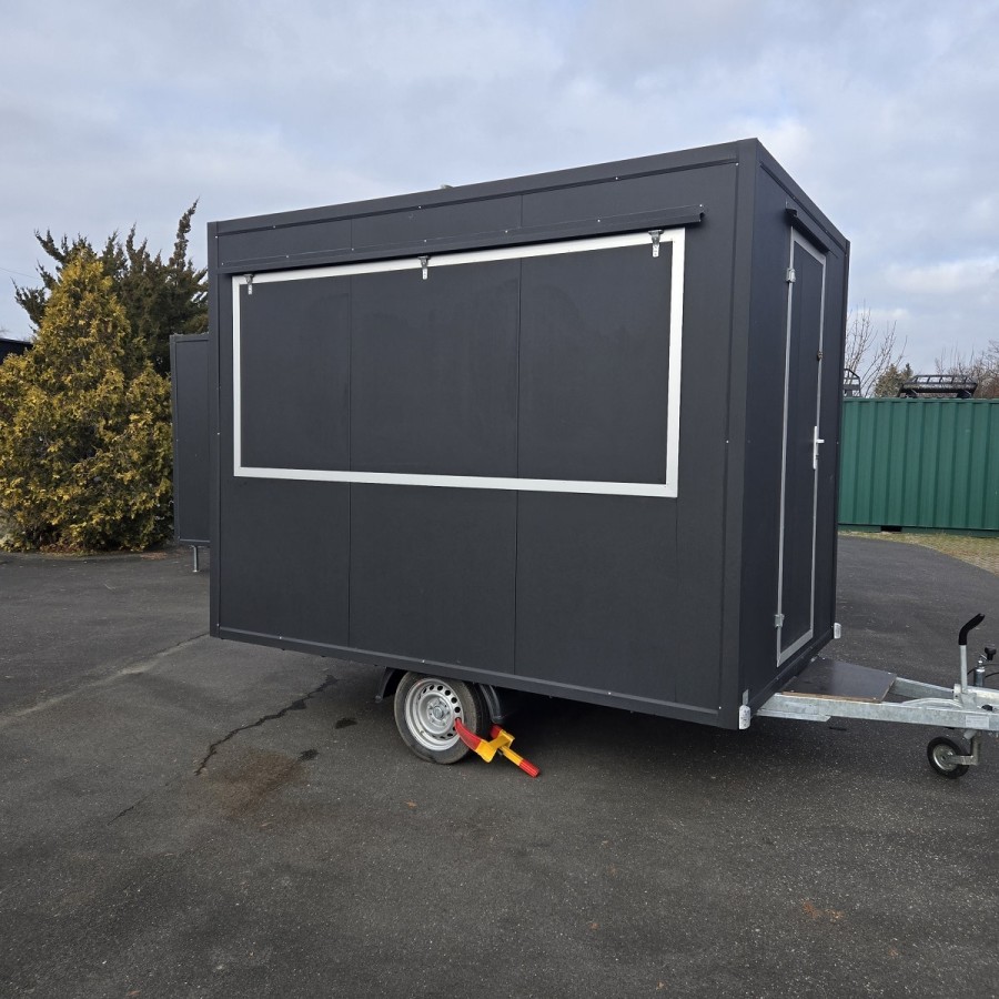 Verkaufsanhaenger-Foodtrailer-1350-2.50x2.00x2.20m-Thermo-Sandwichpanele-mit-grosser-Verkaufsklappe-Stuetzen-gebremst