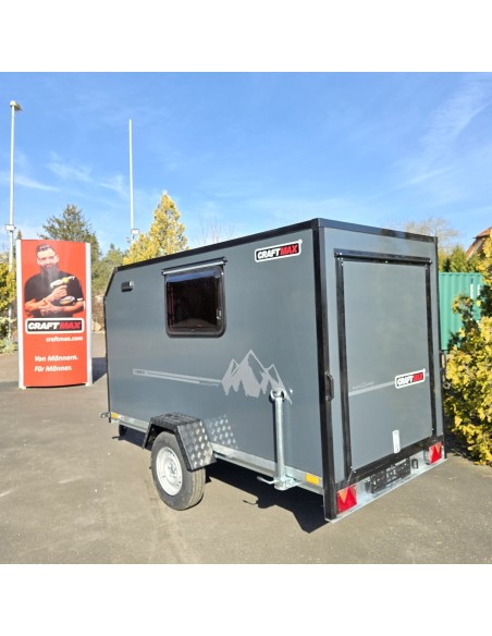 CRAFTMAX-OffRoad-line®-750-miniCamp-PKW-Anhaenger-3.05x1.47x1.60m-mit-Klappe-nach-oben-2-Fenster-Tuer-E-Paket-100kmh-gebremst-7