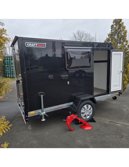 CRAFTMAX-OffRoad-750-miniCampinganhaenger-blackEdition-PKW-Anhaenger-3.05x1.47x1.60m-Fluegeltuer-2-Fenster-Tuer-E-Paket-100kmh-g