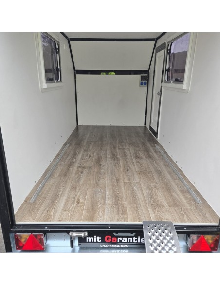 CRAFTMAX-OffRoad-750-miniCampinganhaenger-blackEdition-PKW-Anhaenger-3.05x1.47x1.60m-Fluegeltuer-2-Fenster-Tuer-E-Paket-100kmh-g