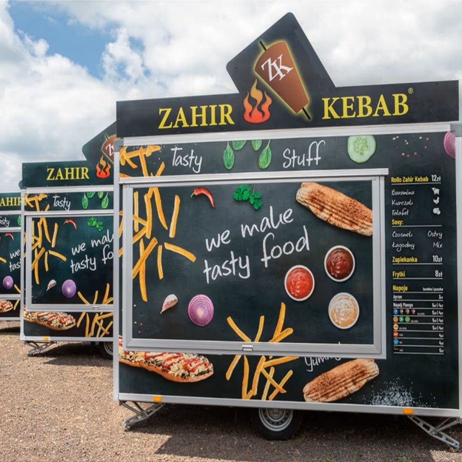 Verkaufsanhaenger-Imbisswagen-750-Edelstahl-Gastro-voll-ausgestattet-Thermo-Sandwichpanele-mit-seitlicher-Verkaufsklappe-Kurbels
