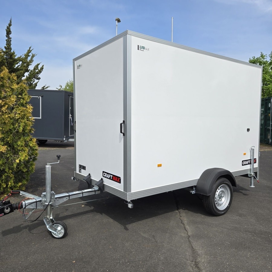 CRAFTMAX-1400-Kofferanhaenger-Doppeltuer-3.05×1.57×1.94m-Unique-Sandwich-GFK-Oberflaeche-Innenleuchte-Stuetzen-100kmh-1