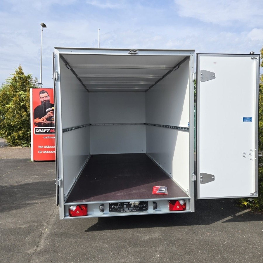 CRAFTMAX-2600-Tandem-Kofferanhaenger-Doppeltuer-4.26×1.75×1.94m-Unique-Sandwich-GFK-Oberflaeche-Innenleuchte-Stuetzen-100kmh-8
