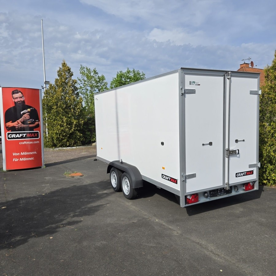 CRAFTMAX-2600-Tandem-Kofferanhaenger-Doppeltuer-4.26×1.75×1.94m-Unique-Sandwich-GFK-Oberflaeche-Innenleuchte-Stuetzen-100kmh-6