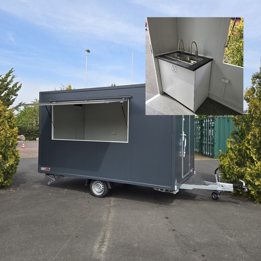 Verkaufsanhaenger-1350-Thermo-Sandwichpanele-4.00x2.00x2.20m-Elektroinstallation-Waschbecken-Durchlauferhitzer