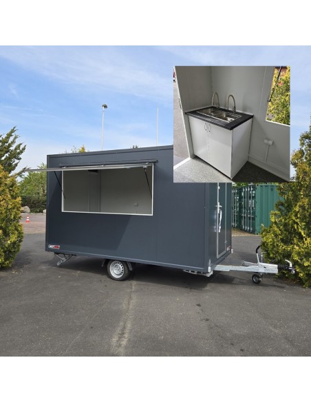 Verkaufsanhaenger-1350-Thermo-Sandwichpanele-4.00x2.00x2.20m-Elektroinstallation-Waschbecken-Durchlauferhitzer