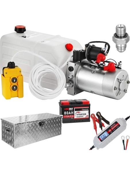 Elektrohydraulik-fuer-Kipper-inkl.-ALU-Kiste-12V-Batterie-Schnell-und-Erhaltungsladegeraet-und-Kabel-Fernbedienung-in-Einzellief