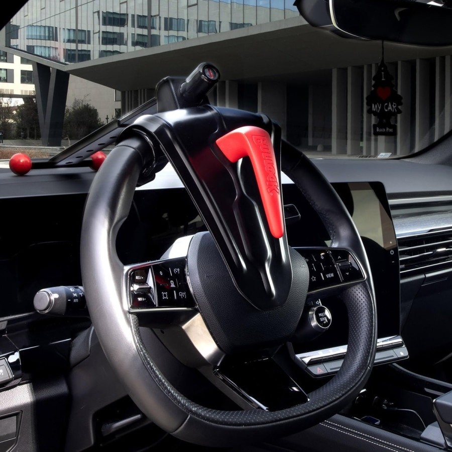 Lenkradsperre-mechanische-Wegfahrsperre-fuer-Autos-Sicherheitsschild-aus-verstaerkter-Legierung-ideal-fuer-Kleinwagen-schwarz-2