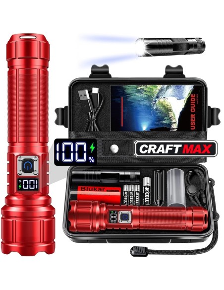 Taktische-Taschenlampe-mit-Zoom-Flashlight-5-Lichtmodi-inkl.-Ladegeraet-Koffer-500.000-Lumen-extrem-hell