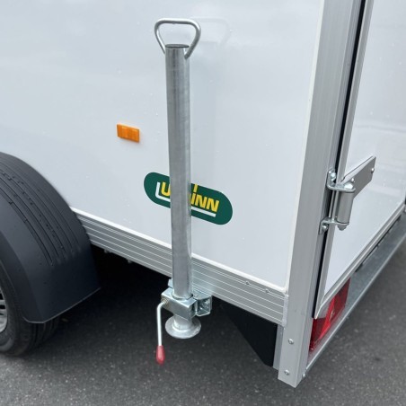 UNSINN-Schiebe-Stuetze-O-48-mm-mit-Distanzstueck-und-Klemmhalter-fuer-PKW-Anhaenger