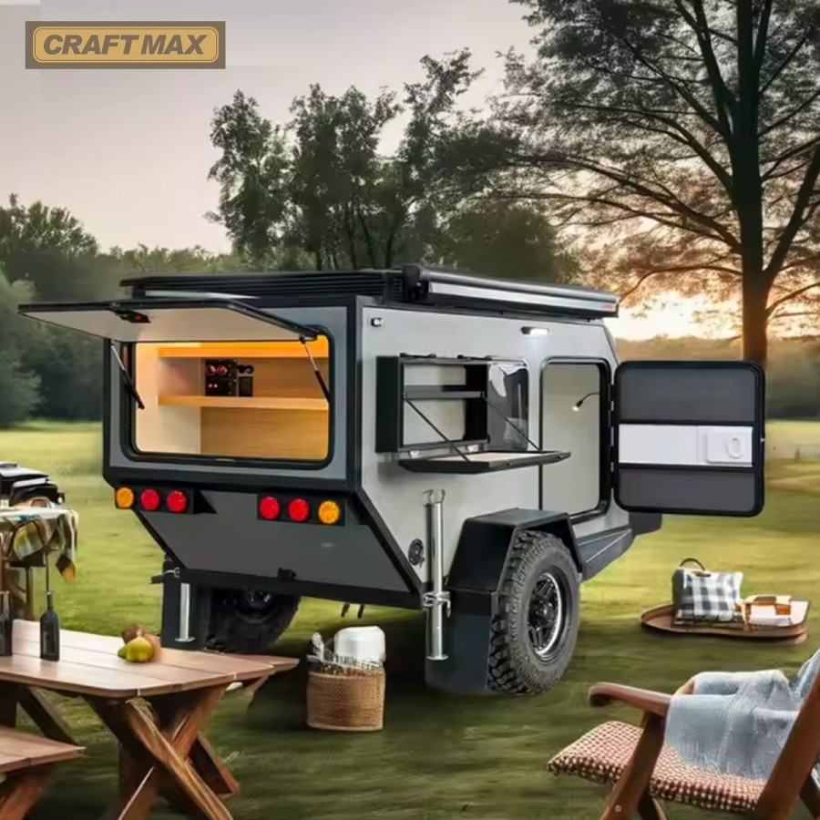 CRAFTMAX-OffRoad-Mini-Caravan-1000-ThermoSandwich-2.11x1.22x1.22m-vollausgestattet-mit-Moebel-Bett-Fenster-Tuer-Solar-100kmh-2