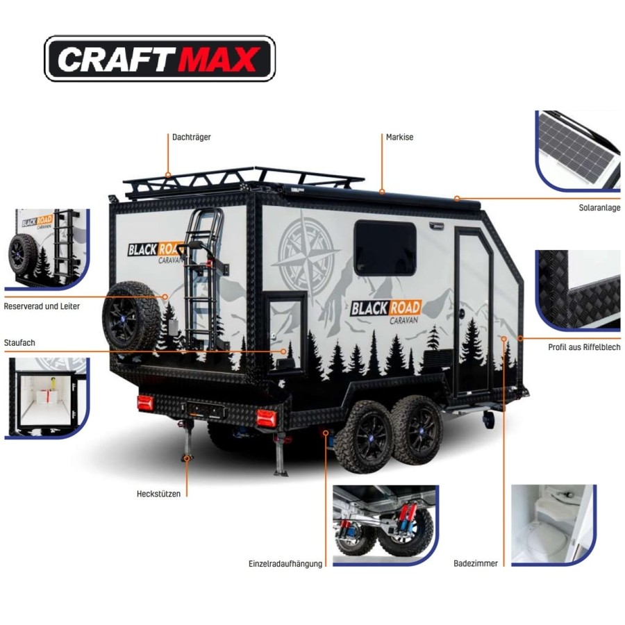 CRAFTMAX®-OffRoad-Caravan-BLACK-ROAD-SOLAR-2700-Tandem-viele-Extras