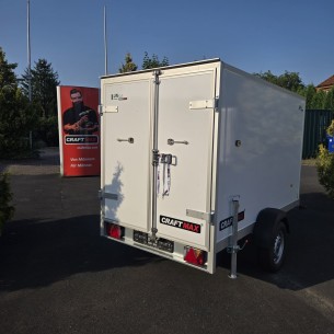CRAFTMAX-750kg-Kofferanhaenger-zwei-Fluegeltueren-2.55×1.42×1.53m-Unique-Sandwichpanele-ungebremst-100kmh-1
