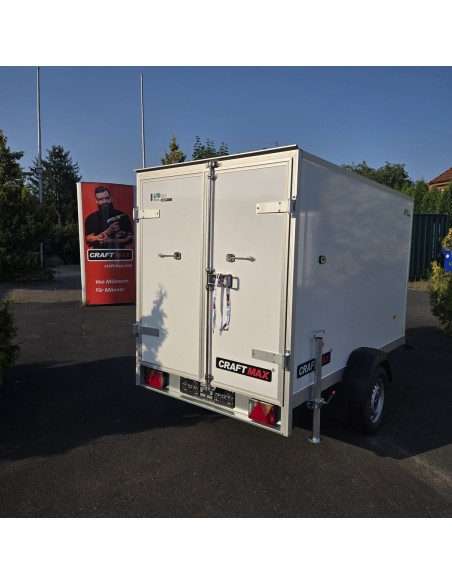 CRAFTMAX-750kg-Kofferanhaenger-zwei-Fluegeltueren-2.55×1.42×1.53m-Unique-Sandwichpanele-ungebremst-100kmh-1