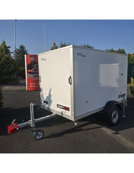 CRAFTMAX-750-Kofferanhaenger-mit-Rampe-2.55×1.42×1.53m-Unique-Sandwichpanele-ungebremst-100kmh-3