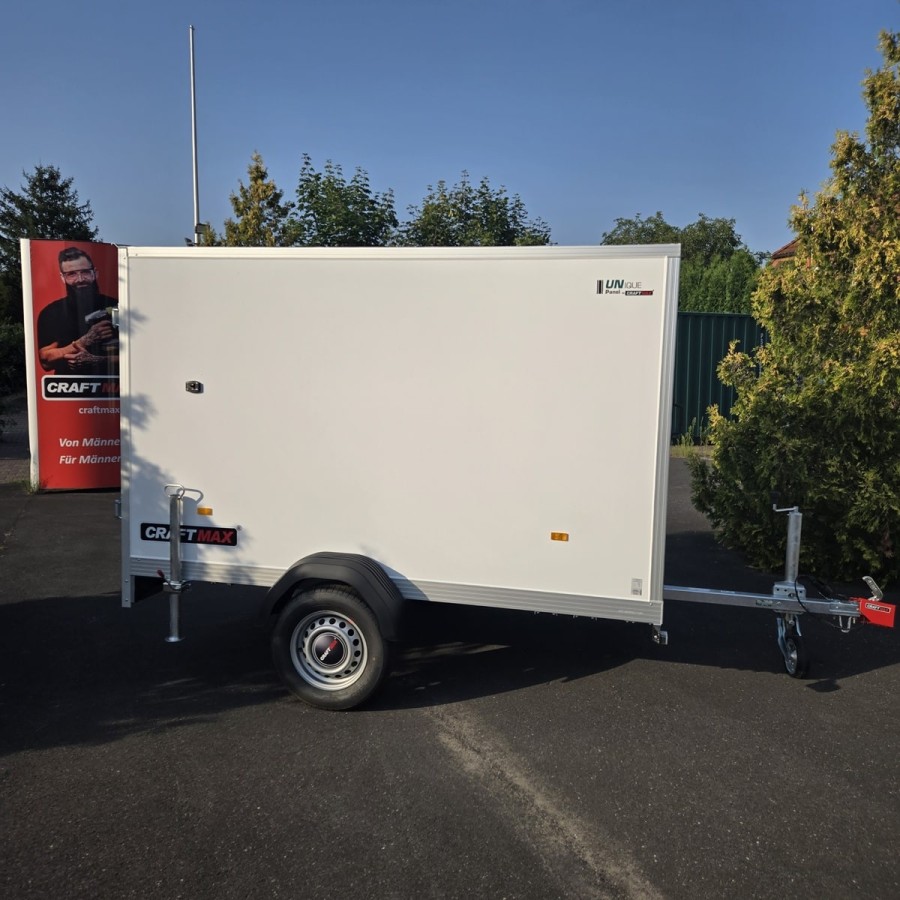 CRAFTMAX-750kg-Kofferanhaenger-zwei-Fluegeltueren-2.55×1.42×1.53m-Unique-Sandwichpanele-ungebremst-100kmh-10