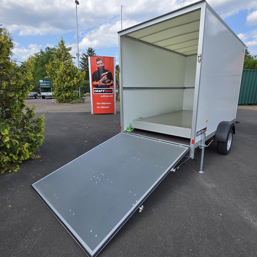 CRAFTMAX-Kofferanhaenger-1400-mit-Rampe-gebremst-super-leichte-Unique-Sandwichpanele-3.05×1.57x1.94m-100kmh-4