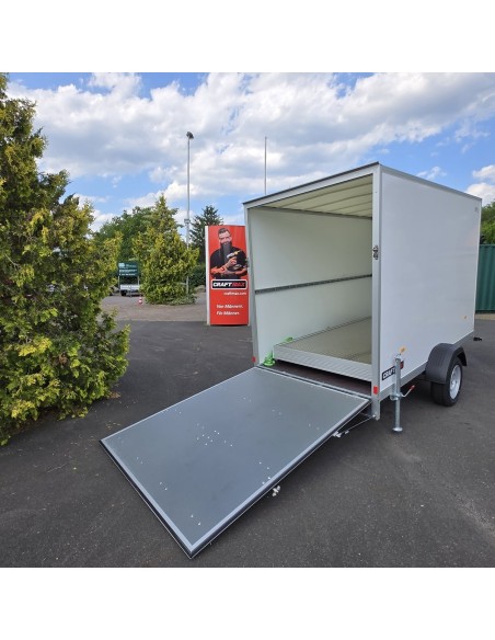 CRAFTMAX-Kofferanhaenger-1400-mit-Rampe-gebremst-super-leichte-Unique-Sandwichpanele-3.05×1.57x1.94m-100kmh-2