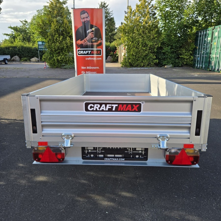CRAFTMAX®-1300-ALU-Kastenanhaenger-2.51x1.28x0.35m-gebremst-V-Deichsel-100kmh-2
