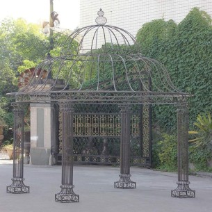 Luxus-Palais-Runder-Rankpavillon-O-3.70m-Hoehe-4.40m-prachtvoller-Rokoko-Stil-antik-Bronze