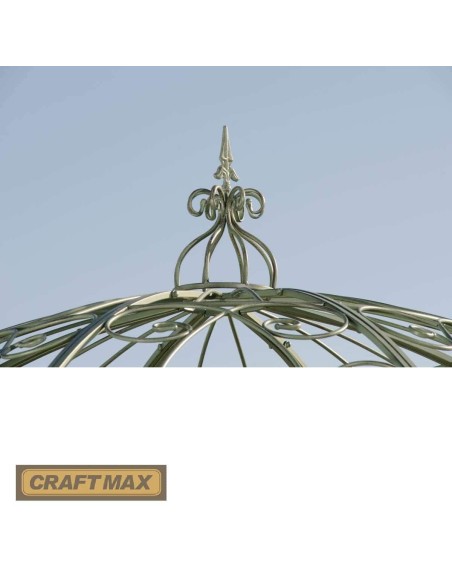 Romantischer-Jugendstil-Gartenpavillon-runder-Rosenpavillon-O-2.85m-Hoehe-3.10m-antik-gruen-2
