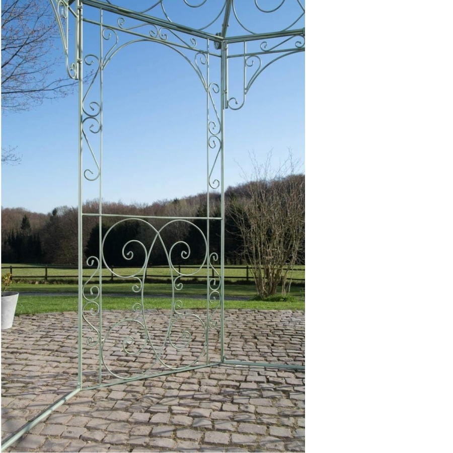 Romantischer-Jugendstil-Gartenpavillon-runder-Rosenpavillon-O-2.85m-Hoehe-3.10m-antik-gruen-7