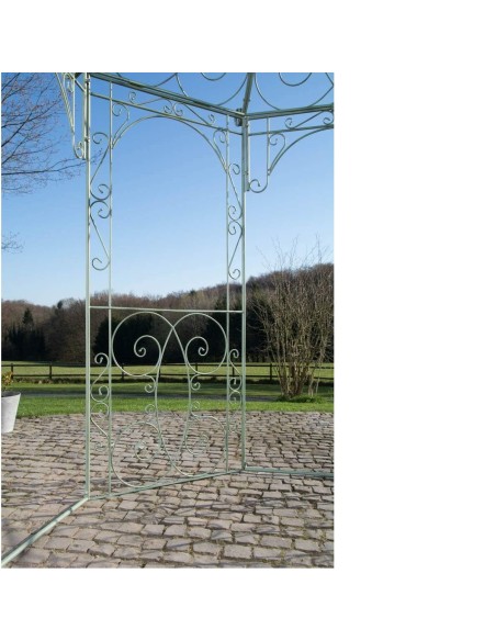 Romantischer-Jugendstil-Gartenpavillon-runder-Rosenpavillon-O-2.85m-Hoehe-3.10m-antik-gruen-7