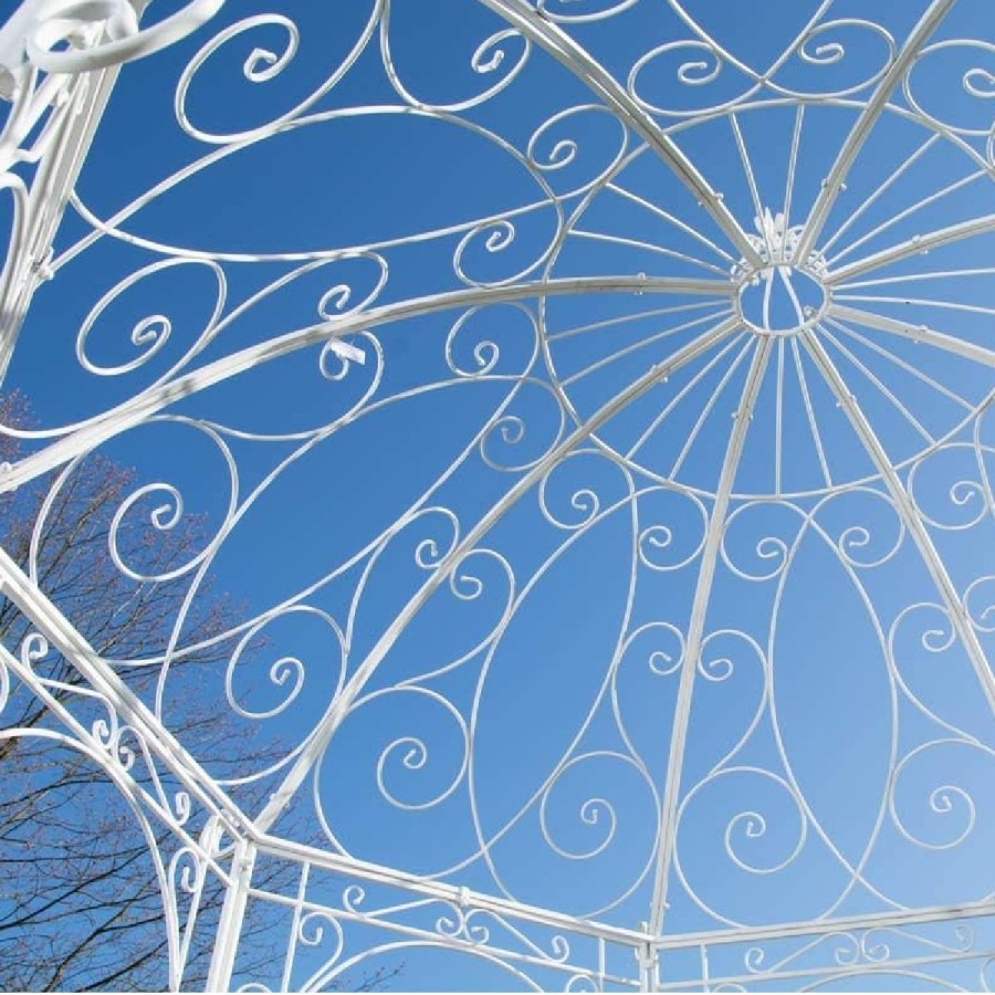 Romantischer-Jugendstil-Gartenpavillon-runder-Rosenpavillon-O-2.85m-Hoehe-3.10m-weiss-gepulvert-9
