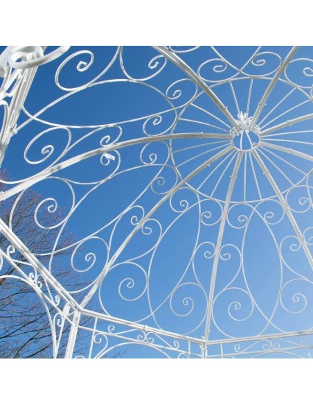 Romantischer-Jugendstil-Gartenpavillon-runder-Rosenpavillon-O-2.85m-Hoehe-3.10m-weiss-gepulvert-9
