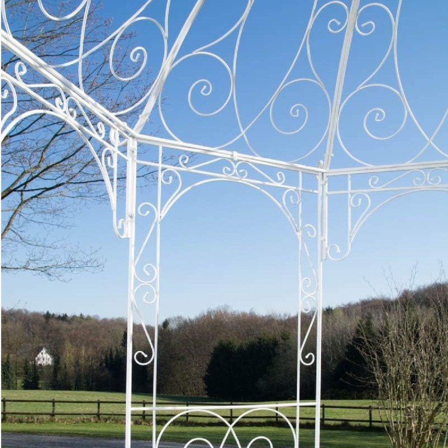 Romantischer-Jugendstil-Gartenpavillon-runder-Rosenpavillon-O-2.85m-Hoehe-3.10m-weiss-gepulvert-8
