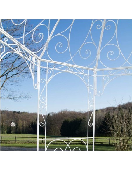 Romantischer-Jugendstil-Gartenpavillon-runder-Rosenpavillon-O-2.85m-Hoehe-3.10m-weiss-gepulvert-8