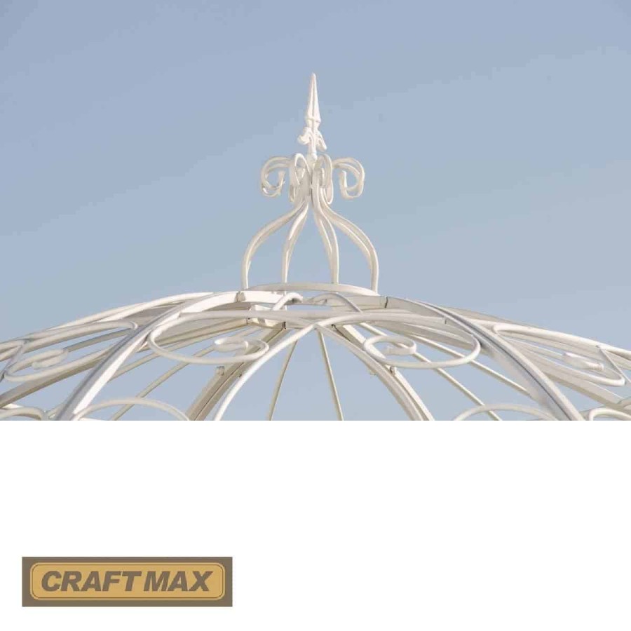 Romantischer-Jugendstil-Gartenpavillon-runder-Rosenpavillon-O-2.85m-Hoehe-3.10m-weiss-gepulvert-2