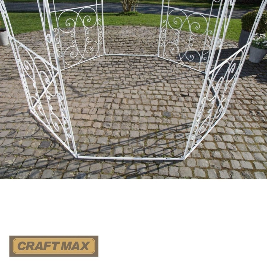 Romantischer-Jugendstil-Gartenpavillon-runder-Rosenpavillon-O-2.85m-Hoehe-3.10m-weiss-gepulvert-6
