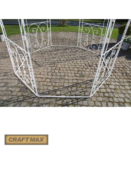 Romantischer-Jugendstil-Gartenpavillon-runder-Rosenpavillon-O-2.85m-Hoehe-3.10m-weiss-gepulvert-6