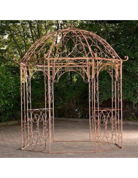 Romantischer-Jugendstil-Gartenpavillon-runder-Rosenpavillon-O-2.85-m-Hoehe-3.10-m-antik-braun-1