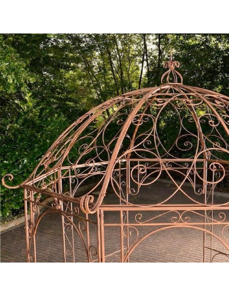 Romantischer-Jugendstil-Gartenpavillon-runder-Rosenpavillon-O-2.85-m-Hoehe-3.10-m-antik-braun-5