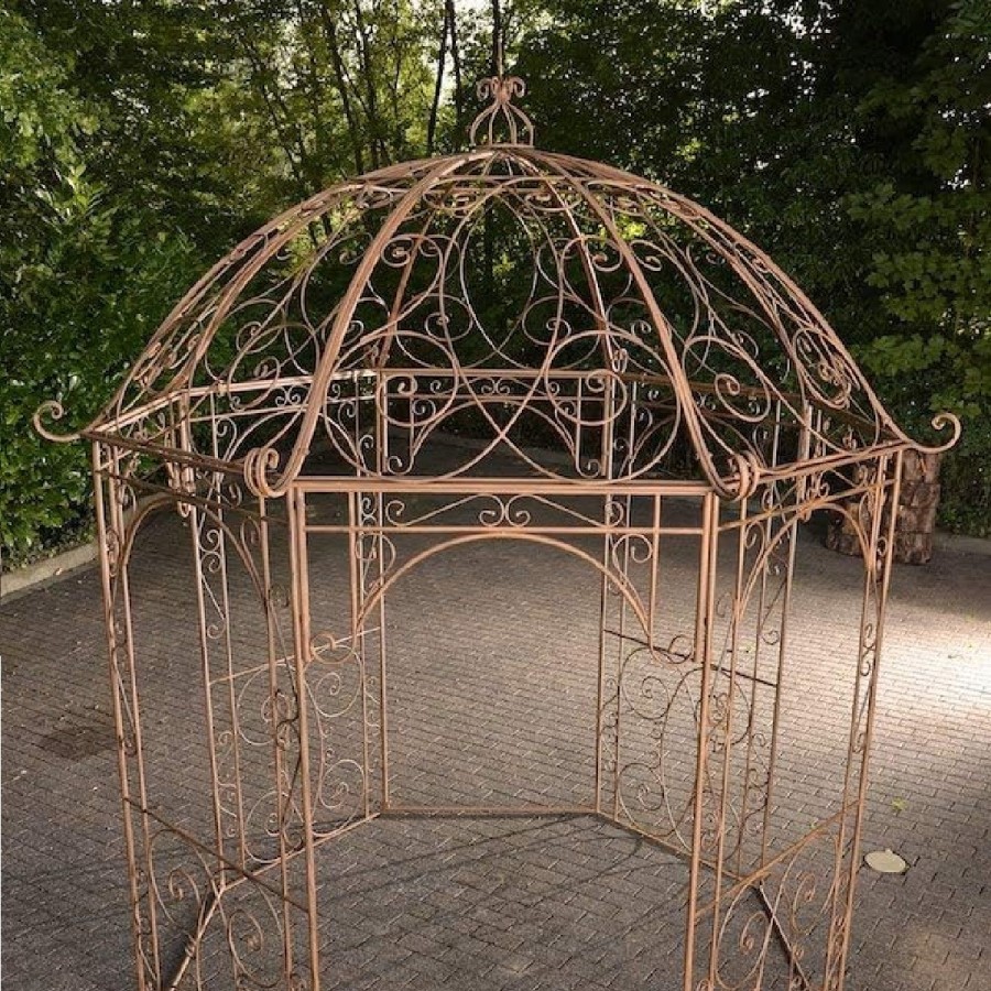 Romantischer-Jugendstil-Gartenpavillon-runder-Rosenpavillon-O-2.85-m-Hoehe-3.10-m-antik-braun-6