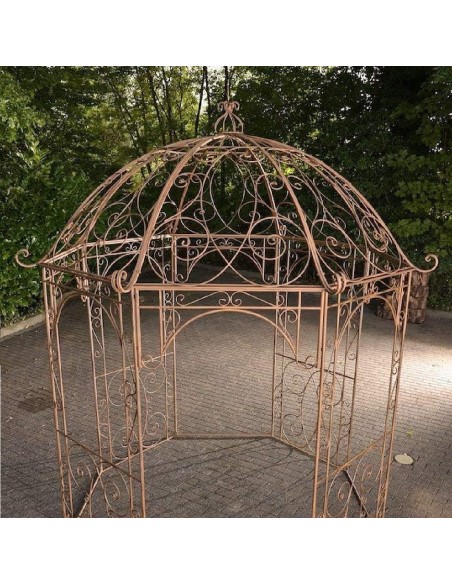 Romantischer-Jugendstil-Gartenpavillon-runder-Rosenpavillon-O-2.85-m-Hoehe-3.10-m-antik-braun-6